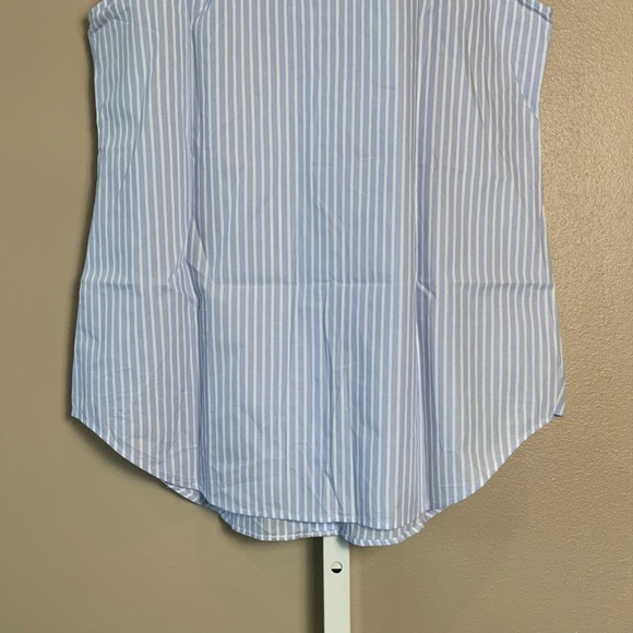 Ann Taylor Collared Split Neck Striped Sleeveless Shirt - Picture 16 of 16